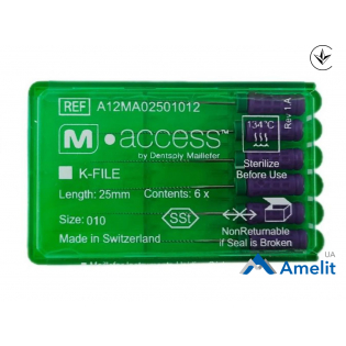 Інструмент ручний K-File M-Access №10, 25 мм (Dentsply Sirona), 6 шт./пак.